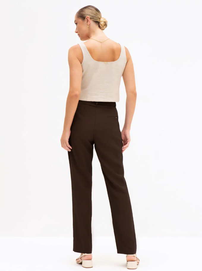 Blusa sem Manga em Viscose Fluid Aveia Geralda - Imagem 4