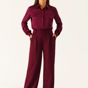 Calça Wide Leg Alfaiataria Vinho Janiele